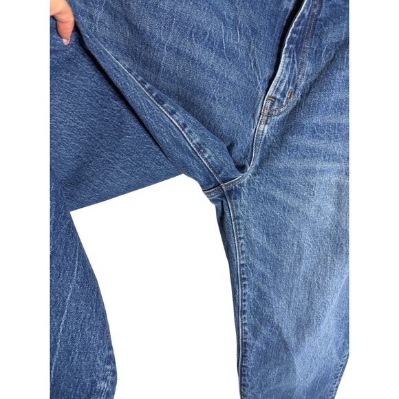 Abercrombie The Boyfriend Mid Rise Dark Wash Jeans Distressed Raw Hem-sz 33 - Picture 9 of 10